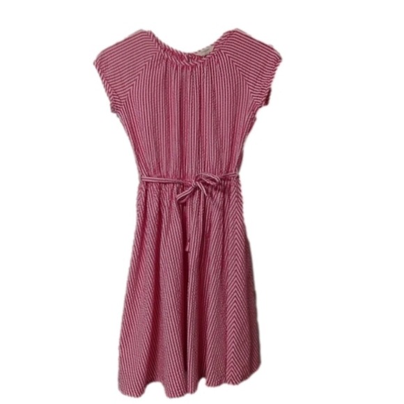 Lands' End Other - Lands' End Vintage Pink & White Pinstripe Seersucker Cap Sleeve Dress 10 modest